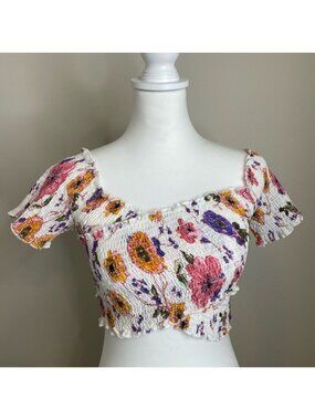 étophe studios cropped rouged asymmetrical floral